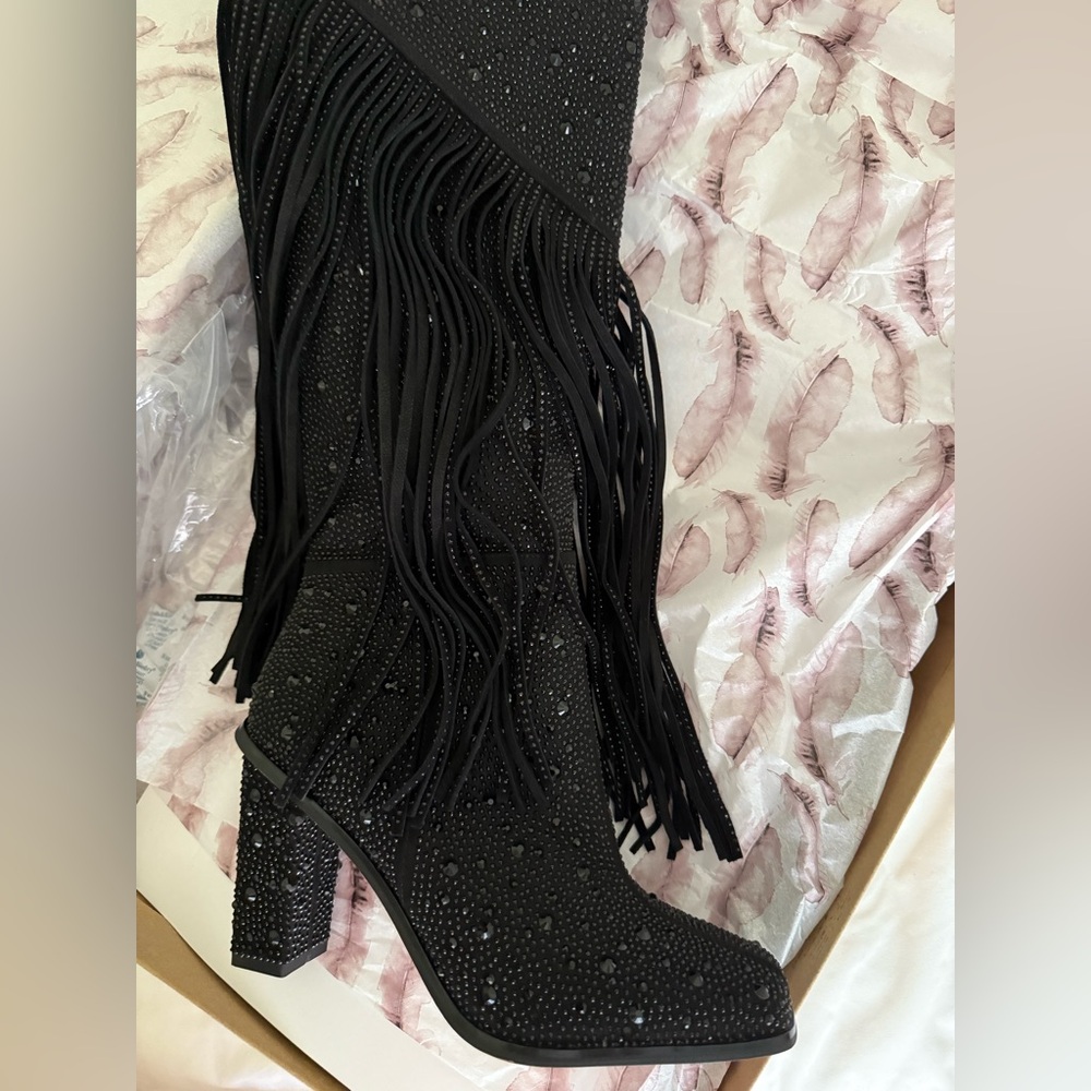 Black Fringe Women's Boots